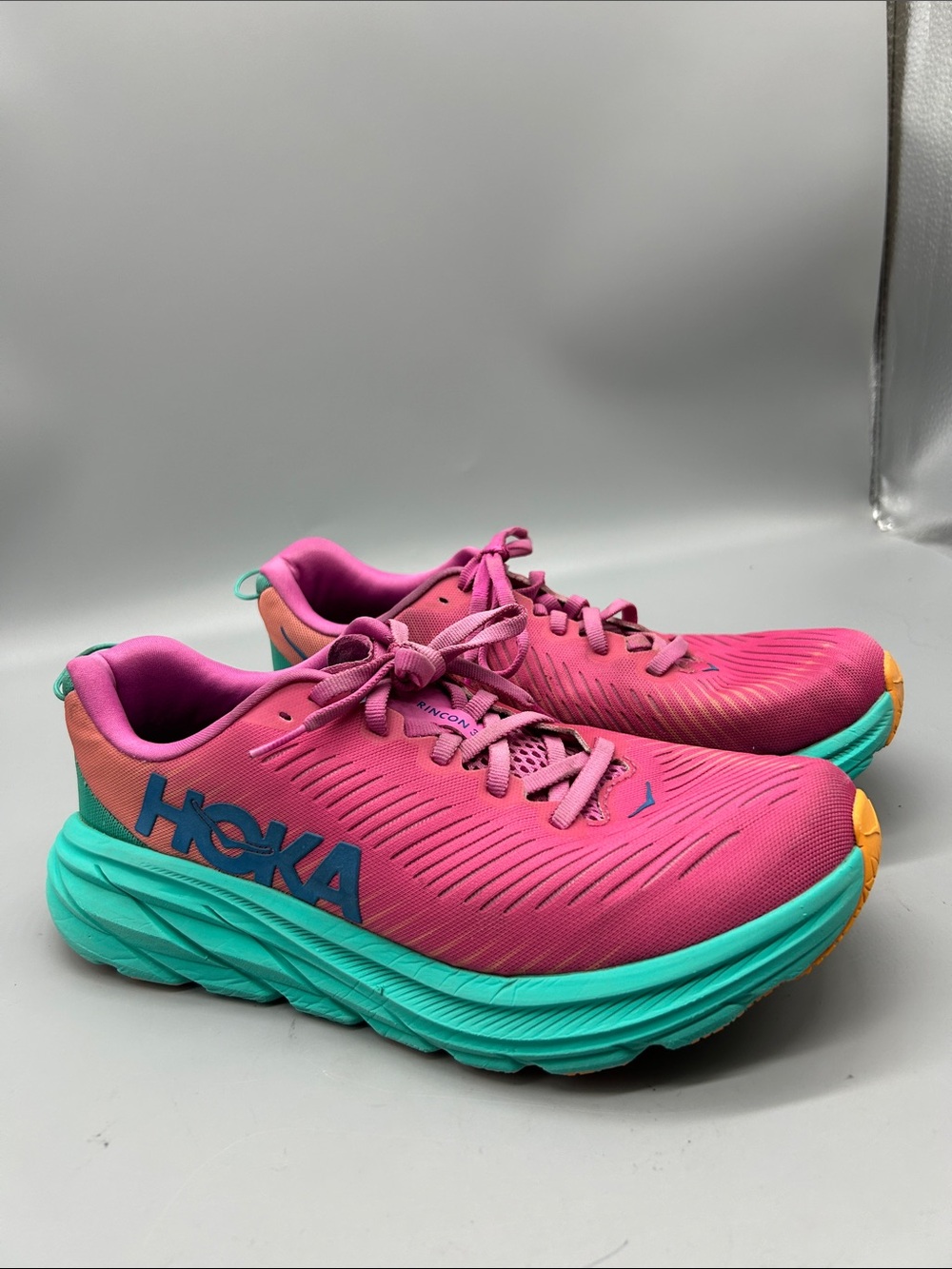 Hoka One One Rincon 3 Pink & Teal Women's Running Sneakers Size 7.5B - Picture 1 of 8